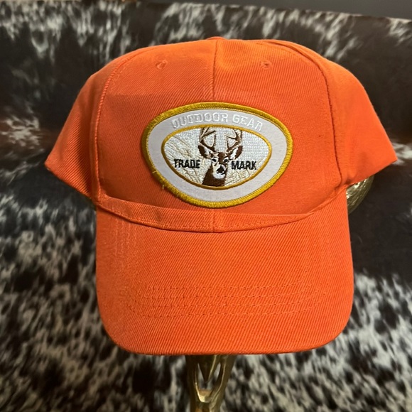 NWOT Outdoor Gear Trade Mark orange deer ball cap Velcro adjustable back strap - Picture 1 of 5
